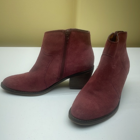 Lucky Brand Mauve Leather Ankle Zip Up Bootie Boots Size 6.5 - Picture 8 of 12